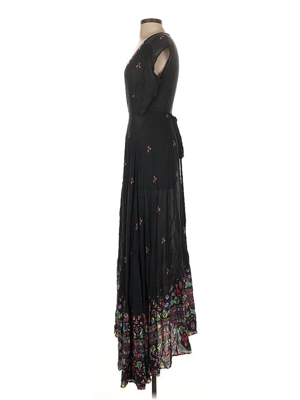 Jens Pirate Booty Black Tie Waist V-Neck Maxi Dress S| Cottagecore Coastal Boho - Picture 11 of 15
